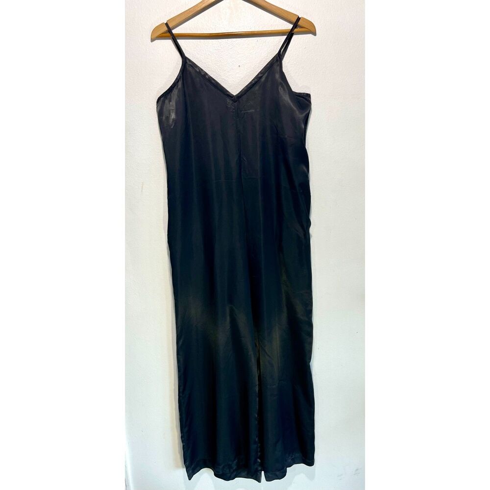 Athleta Calm Cool romper jumpsuit black satin silky lagenlook casual women M NWT